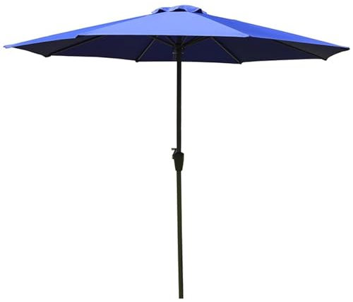 270 cm Faltbarer Gartenschirm, Terrassenschirm mit Handkurbel, Strandschirm für Balkon Terrasse, 8 Streben(Blau)
