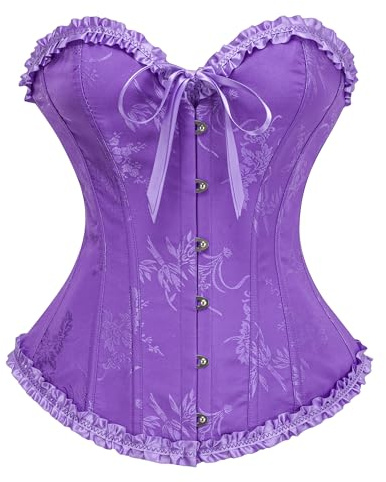 SZIVYSHI Corsé Overbust Jacquard Mujer - Ultra Violet - Talla XXL