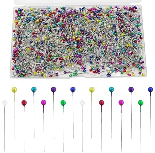 800 Stück Stecknadeln mit Kopf,Glaskopfnadeln,Edelstahl Stecknadeln Mehrfarbig Glaskopfstecknadeln für Basteln Nähen Säumen Craft,Jewelry Komponenten Dekoration,stecknadeln