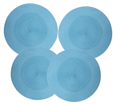 Mikinona Set 4 Pezzi di Sottopiatti Intrecciati Blu in Pp Funzione Termoisolante e Antiscivolo per Protezione Tavola in Cucina e Sala da Pranzo