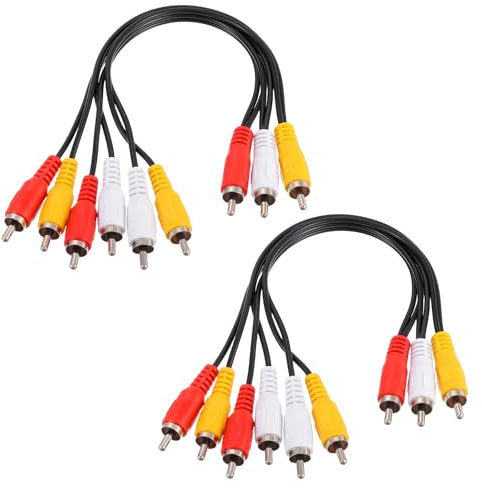 sourcing map 2 cavi splitter audio video AV, 3 jack RCA maschio a 6 jack RCA maschio, 25 cm, cavo adattatore splitter video composito