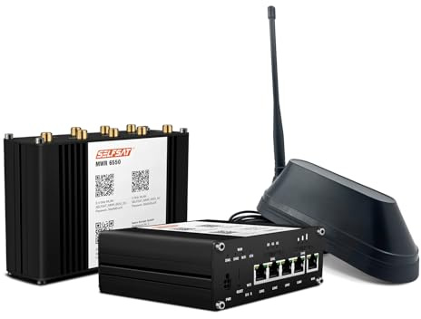 SELFSAT MWR 6550 5G Cat 19 WiFi 6 Router WLAN fino a 3,4 Gbps con antenna Shark 5G, colore nero