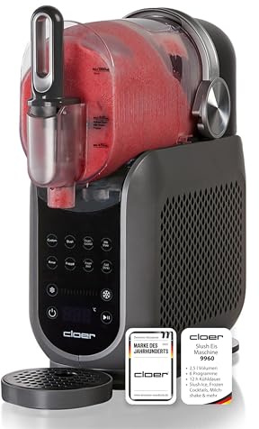 Cloer 9960 Slush Eis Maschine mit 2,5 l Volumen, 6 Programmen und 12h Kühldauer, Küchenmaschine mit Touch-Bedienung für Slush Ice, Frozen Cocktails, Milchshake, Frozen Juice & Cold Drinks, 200 W