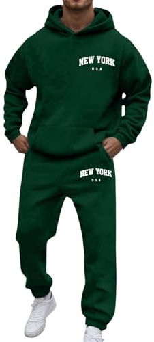 Tute Sportive Uomo - Moda Comodi Cotone Tuta Uomo Completa Morbida Elasticità Tute Sportiva Jogging Traspirante Yoga Stampa Felpa+Pantaloni Taglie Forti Larghi Abbigliamento per Autunno e Inverno