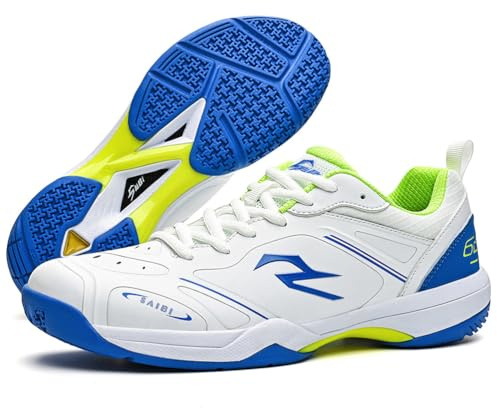 Wtharosa Court badmintonskor herr dam andningsbar ovandel mikrofiber anti-vridning mellansula EVA matchande gummisula lätt för multisportövning, Blå, 40 EU