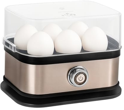 GREENSAPPIRE Electric Egg Boiler 6-Egg Capacity Steamer Egg Cooker Automatic Shut-Off Ready Signal Beeper for Perfect Hard Medium Soft Boiled Eggs with Measuring Cup
