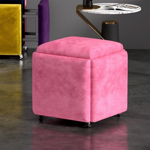 5-i-1 sittkub ottoman i sammet med svängbara hjul transformerbara möbler för vardagsrum sovrum kontor – kompakt 35 cm design för mångsidig användning