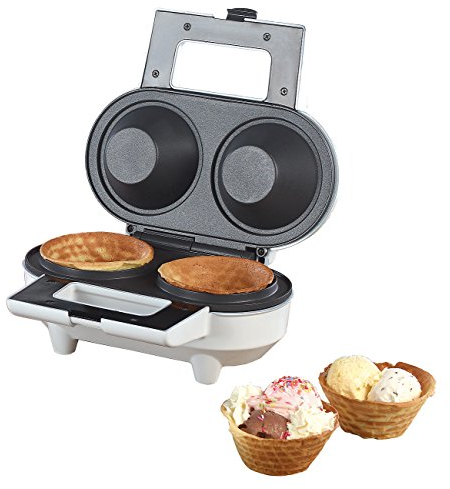 Gaufrier pour 2 coupelles à glace en gaufrette - 550 W [Rosenstein & Söhne]
