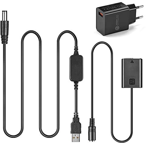 Raeisusp 5V-8,4V AC-PW20 USB-Kabel NP-FW50 Dummy-Akku Kit für A7S2 A7S A7II A7R A7RII A7m2 A37 A6000 A6300 A6500 A7000