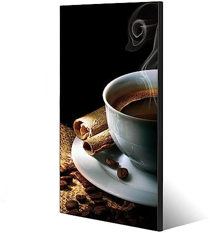banjado® Magnettafel 37 x 78cm / Magnetwand aus Metall/Magnetpinnwand als Memoboard/Pinnwand Magnettafel Küche, Büro, Kinderzimmer inkl. 4 Magnete & Montageset - Motiv Hot Coffee