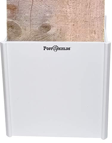 Post Shields Post Sleeve Post Protector Protects Mailbox, Deck & Fence Posts From Lawn, Grass & Yard Maintenance Equipment-Fits 15x15x15cm Wood & Metal Posts-No Tools/Screws/Nails Needed, White