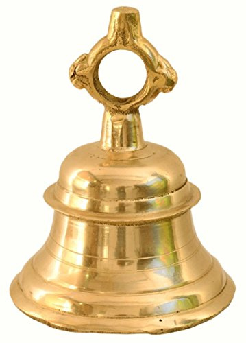 Artvarko Hängende Glocke aus massivem Messing, schwere Glocke mit tiefem Klang, 12,7 cm Durchmesser, antikes Heimdekor, Ghanti für Tür, Mandir, Artikelgewicht 1,1 kg