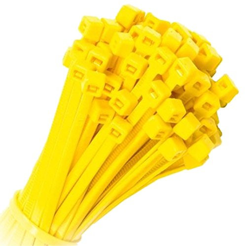 100x Strong Quality Yellow Cable Ties 370mm x 7.6mm - Heavy Duty Heat & Cold Resistant Zip Ties