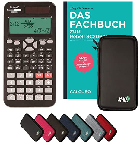 Rebell SC2060S inkl. Schutztasche Schwarz & Fachbuch (56 Seiten, DIN A5) – Wissenschaftlicher Rechner – Smart Set