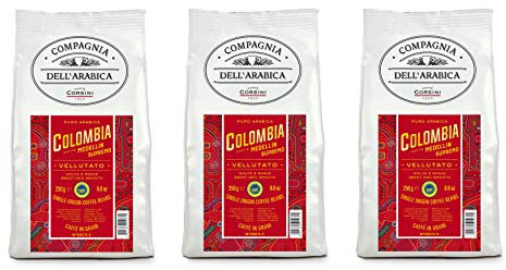 CaffèCorsini Compagnia Dell'Arabica, Colombia 100% Arabica, Caffè Torrefatto In Grani Cremoso E Speziato Monorigine Colombia Supremo - Pacco Da 3 X 250 G