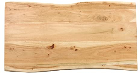 SAM Tischplatte 80x40 cm Emilio, Holzplatte Akazienholz massiv + naturfarben + lackiert, Baumkanten-Platte für Heimwerker, Arbeitsplatten, Tische & Fensterbretter