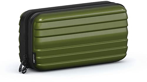 stardis Kosmetiktasche Hartschalen Kulturtasche Hardcase Damen Herren Kulturbeutel in Kofferform Flight-Beautycase Wasserdicht Mini-Koffer Optik Waschbeutel Frauen Männer Oliv-grün