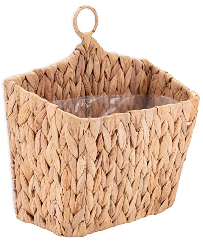 Decorasian Blumenampel für die Wand - Wandampel, geflochten aus Wasserhyazinthe - Blumentopf mit Wandhalterung - Hängetopf