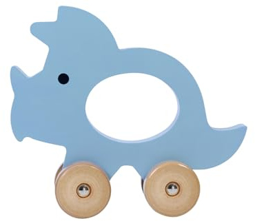 Kindsgut Schiebetier Dino aus Holz, Lernspielzeug für Kleinkinder zum Schieben, hochwertige Qualität in dezenten Farben für Spiel-Spaß, schönes Geschenk, Triceratops