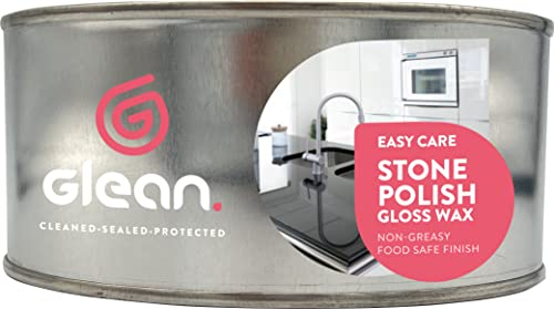 GLEAN Stone Polish Gloss Wax | 300g | Blend of Carnauba and Beeswax | Perfect for Natural and Man-Made Stone Surfaces | Food Safe | Kitchen Worktop Polish| High Gloss Protective Finish