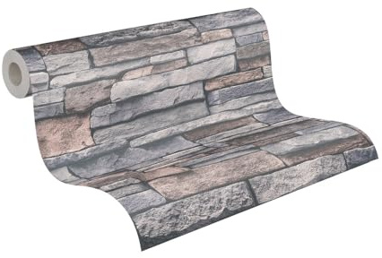 A.S. Création WTD 388132 Papier peint intissé Motif pierre Gris crème - 10,05m x 0,53m - Fabriqué en Allemagne