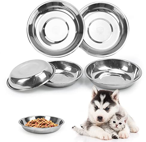 Juego de 5 cuencos para gatos, de acero inoxidable 304, material, cuenco para gatos, cuenco de acero inoxidable, comedero ideal para perros pequeños y gatos (juego)
