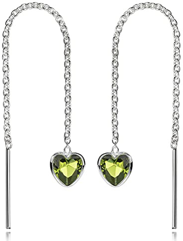 Herz Durchzieher Ohrringe Damen Ohrhänger Silber 925 Zirkonia SO-480 | 6 cm Pendelohrringe aus hautfreundlichem Sterlingsilber mit Zirkonia Herz incl Geschenk Box von MATERIA by Matthias Wagner
