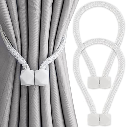 Yatinkim Magnetische Vorhang Raffhalter Weiß Gardinenhalter Raffhalter | 2 Stück Gardinen Raffhalter Magnetisch Raffhalter für Vorhänge Halter Magnetisch Holdbacks Haken Clip Zuhause Schlafzimmer