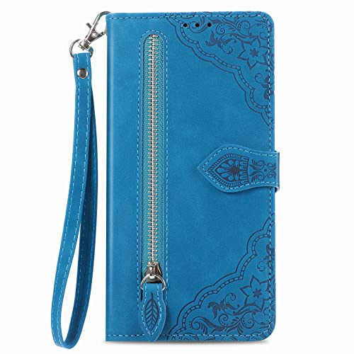 NEXCURIO Handyhülle für Samsung Galaxy S23 Ultra 5G Hülle Klappbar mit Kartenfäch Ständer Klapphülle Schutzhülle Leder Wallet Flip Case Cover Tasche Handytasche Stoßfeste - Blau