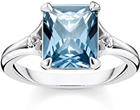 THOMAS SABO Ring blauer Stein mit Mond und Stern 925 Sterling Silber TR2297-644-1