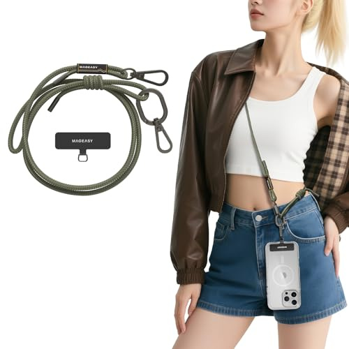 MAGEASY Crossbody Cell Phone Lanyard - Universal Rope Cell Phone Lanyard | 6mm Adjustable Strap for iPhone, Samsung & More