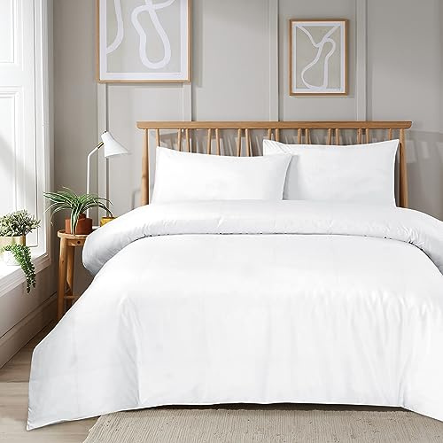 Olivia Rocco Super Soft Plain Duvet Set Ultra-Soft Easy Care Quilt Bedding Bed Cover Sets with Convenient Zip Fastening Luxurious Comfort for a Dreamy Bedroom Makeover, KING WHITE