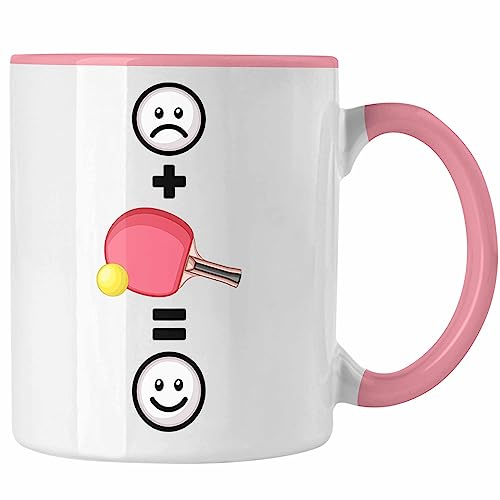 Trendation - Tischtennis Tasse Geschenk für Tischtennis-Spieler Trainer Lustige Geschenkidee :(+ Tischtennis = :) Geburtstag (Rosa)