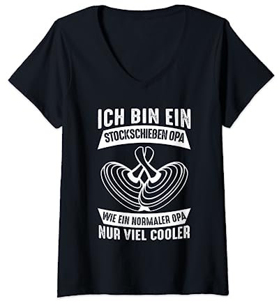 Stockschießen Stockschütze Eisstockschießen Geschenk T-Shirt mit V-Ausschnitt