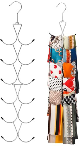 Uinicor Scarf Hanger 2 Pack 24 Storages,Purse Hanger with 360 Swivel Hook,Scarf Organizer Scarf Hangers for Closet,for Scarves, Shawl,Belt,Purse & Baseball Cap