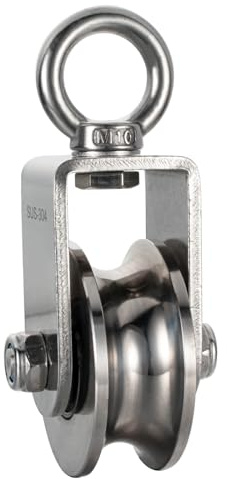 KCNOFNC 68mm Umlenkrolle Stahlseil mit 2 Kugellager, Seilrolle Fitness Edelstahl Indoor