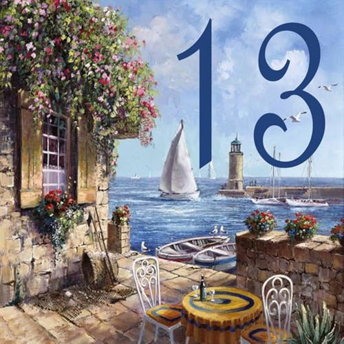 Numéro de maison en faïence – Carreau de 20x20cm – Numéro au choix