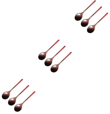 TOPBATHY 9pcs Natural Wood Soup Spoon Serving Spoon for Buffet Dinner Porridge Stew Kitchen Utensil