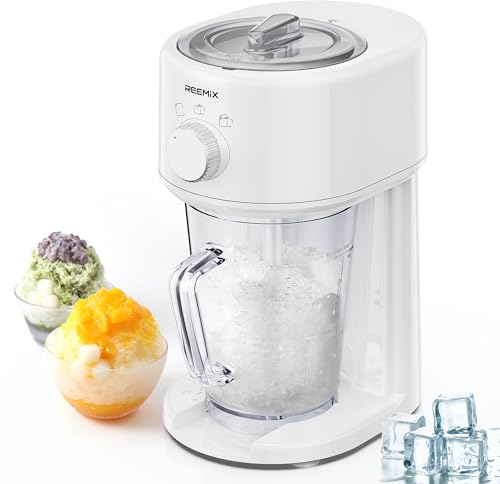 Electric Ice Crusher, Slushy Maker Ice Shaver with Removable Jug for Blending Slushies, Ice Crushing Machine for Snow Cones Slushies Smoothies, and Iced Coffees Frappuccinos (White)