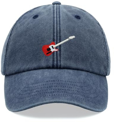 Baseballkappe mit E-Gitarre, Vintage, gewaschen, Unisex, verstellbar, Rock N Roll