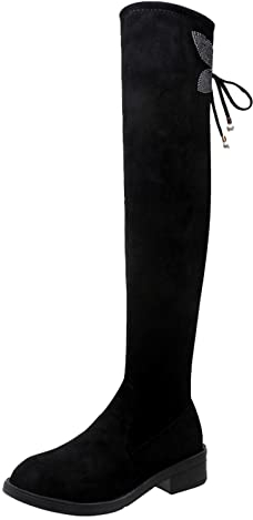 IQYU Donne Sexy Overknee Donna Nero Piatto Stivali Da Donna Inverno Overknee Stivali Lunghi Comfort Chunky Tacchi Scarpe Estate Donna Zeppa Scarpe Da Bicicletta Scarpe Donna, Zjsjm E Nero, 40.5 EU