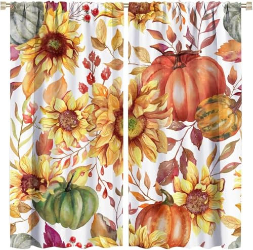 Vorhang Blickdicht 3D Sonnenblumenblume Muster Ösenschal - 2 Stücke Verdunklungsvorhänge Mit Ösen Kinderzimmer Schlafzimmer Schallschutz Vorhang Verdunkelung Gardinen, 140X160 cm (B + H)-213429018