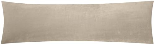 Fleece Seitenschläferkissen Bezug 40x145cm Beige - 1 Stück (40x145cm-Beige) | flauschig weich und warm, kuschelig, Winter - Reißverschluss auf der langen Seite