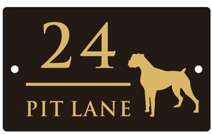 Numéro de maison personnalisable, panneau de maison pour chien, plaque murale extérieure en acrylique 3D découpé au laser, plaque murale extérieure de maison, panneau noir mat pour maison (25 x 15 cn,