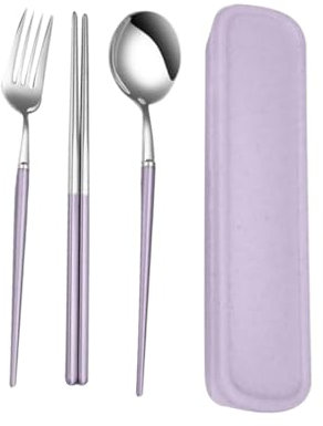 Cabilock 3piezas Cubiertos Inoxidable Kit De Estuche Para Cucharas y Palillos Para y Camping Diseño Adulto