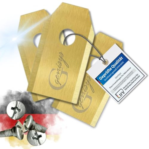 Genisys Lame de rechange en titane compatible avec les lames Anthbot Pion Genie - LongLife - 1 trou incassable [testé DIN EN 50636], pièces : 9