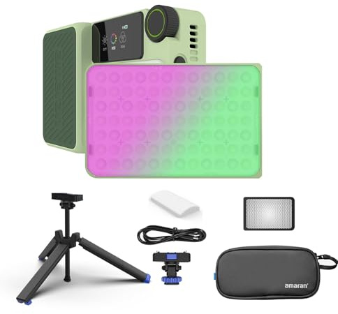 Amaran Ace 25c Kit Camera Video Light with Carrying Case,Mini Tripod,25w CCT 2300K-10000K RGB Pocket Light Support APP Control,Rechargeable PD Charging for TikTok, Creator, Photographer(Green)