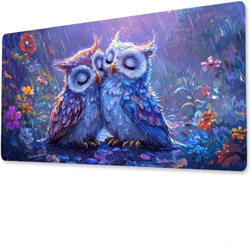 jeihenhg XXL Gaming Mouse Pad 1000x500x5mm Azul, Vade Escritorio Antideslizante, Alfombrilla Ratón Grande, Impermeable Alfombrilla Teclado búho, Tapete de Escritorio Uso doméstico Oficina I-7