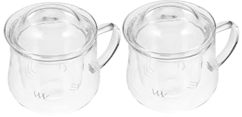 HOLIDYOYO Taza de Vidrio Resistente al Calor con Tapa y Filtro Integrado para Infusiones, Capacidad 300ml, Diseño de Doble Pared Adecuado para Hogar y Oficina
