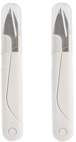 Spunklad 2Pcs Sewing Scissors for Fabric Cutting, U Embroidery Scissors, Thread Cutter for Dressmaking, Sewing Snips with Cover, Cross Stitch Accessories